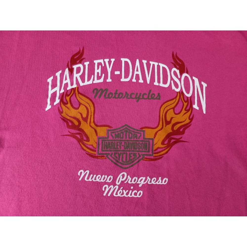 Yazbek Pink Harley-Davidson Motorcycles Nuevo Progreso Mexico Women's Shirt Sz.L - Picture 6 of 7
